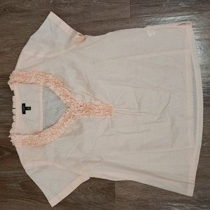(16) Talbots 100% Cotton Slightly Sheer Textured Ruffle Collar V Neck Pastel